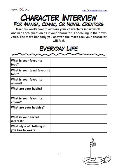 Character Interview Worksheet Preview 1